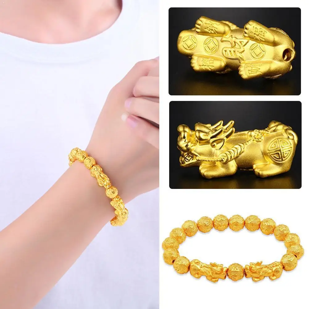 

1pc High Quality Sand Gold Brave Bracelet Chinese Lucky Jewel Bracelet God Beast Dropship Energy Bracelets Women Pixiu Men L0H9