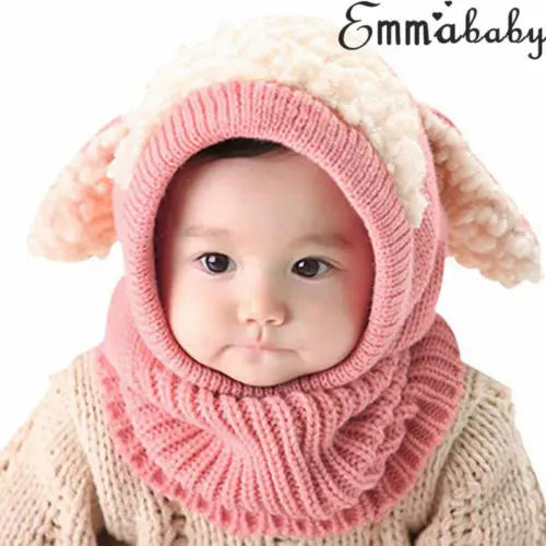 Emmaaby/Новинка года, меховая шапка с помпоном для новорожденных мальчиков и девочек возрастом от 6 до 36 месяцев, зимняя теплая шапка с помпоном Вязаная Шапка-бини, шарф
