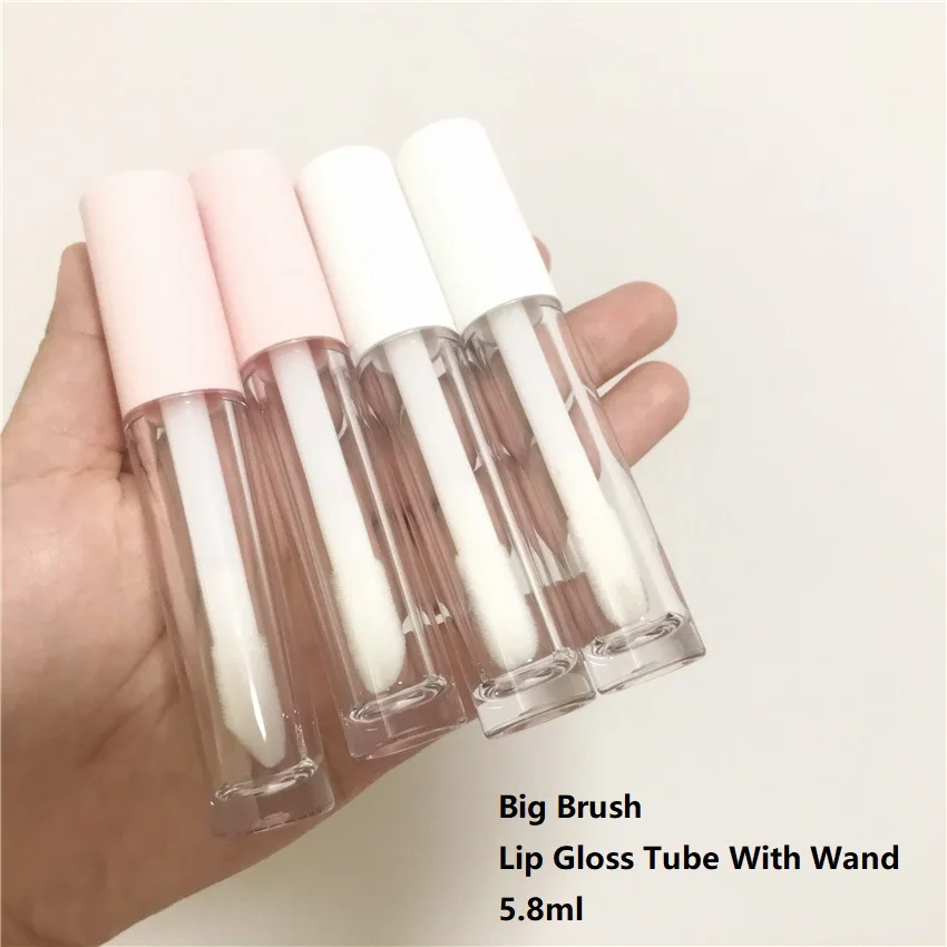 6ml Clear Plastic Pink Lid Lip Gloss Tube Cosmetic Blue Lipgloss Packaging  Container with White Brush Wand - AliExpress