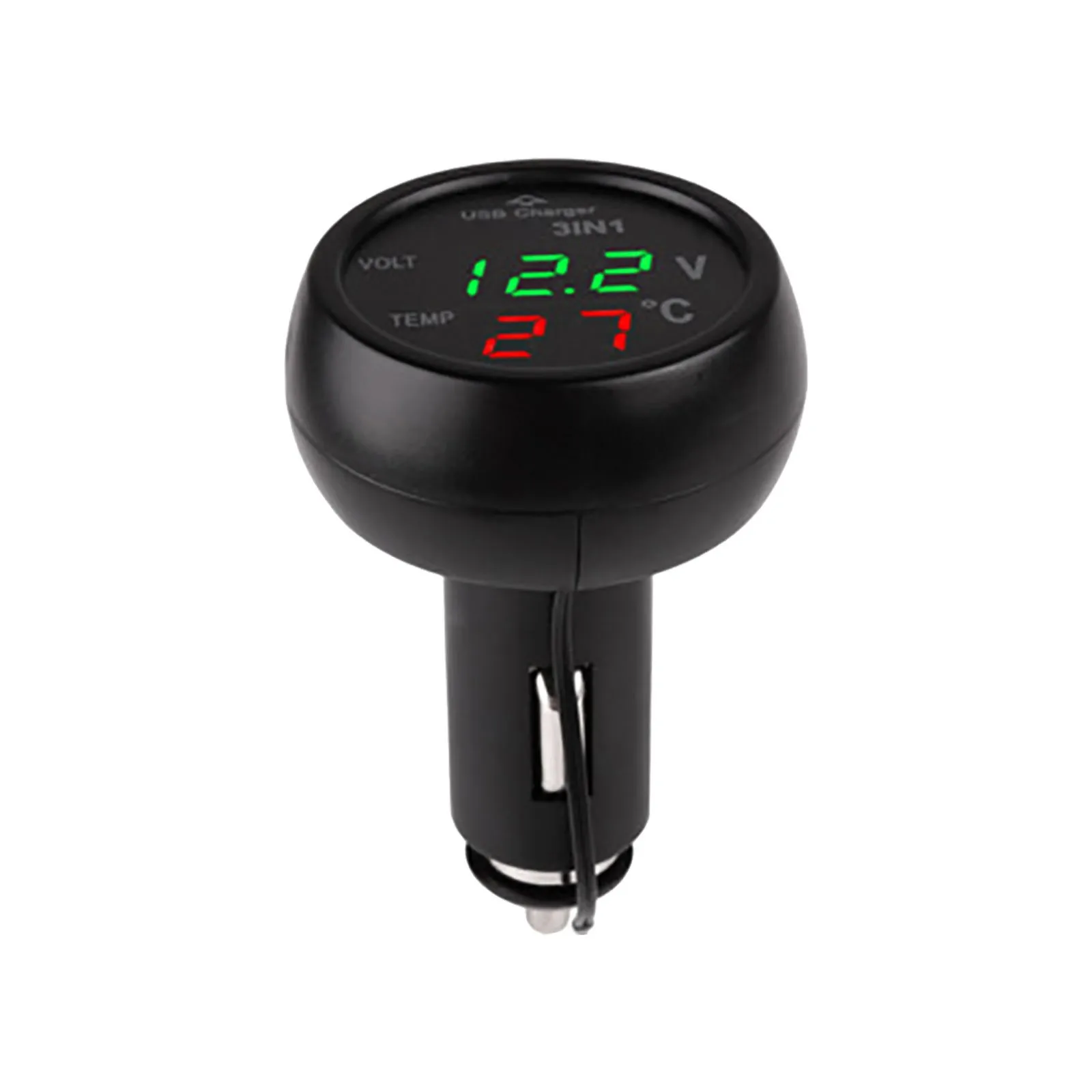Digital Meter Monitor 3 in 1 LED USB Automobile Charger Voltmeter Thermometer Car Battery LCD Dual Display | Автомобили и