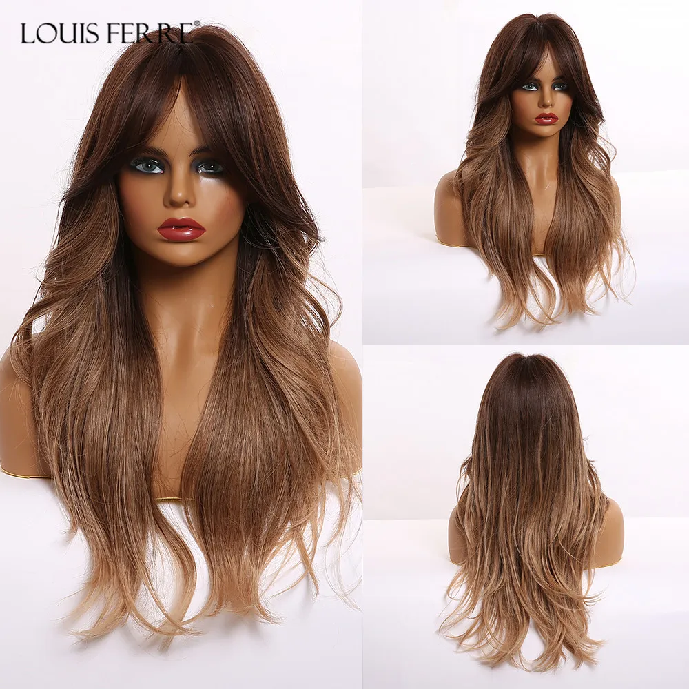 New Honey-Wig Bangs Synthetic Wig Louis Ferre Cosplay Women White/black Heat-Resistant Brown EN1Oo9yLN