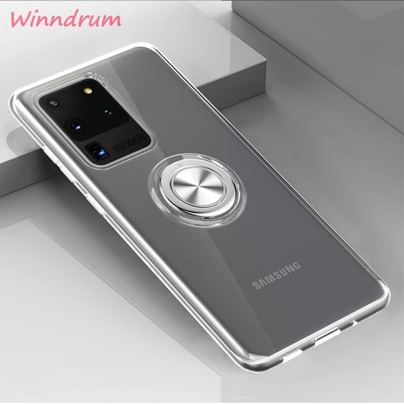 

Ring case for Samsung Galaxy S20 PLUS Ultra soft silicone TPU cover shockproof magnetic transparent coque fundas for S20 PLUS