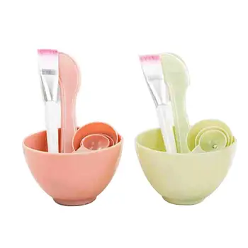 

4 in 1 DIY Homemade Mixing Bowl Brush Spoon Stick Tools Makeup Beauty Facial Face Mask Bowl Beauty Make up Set