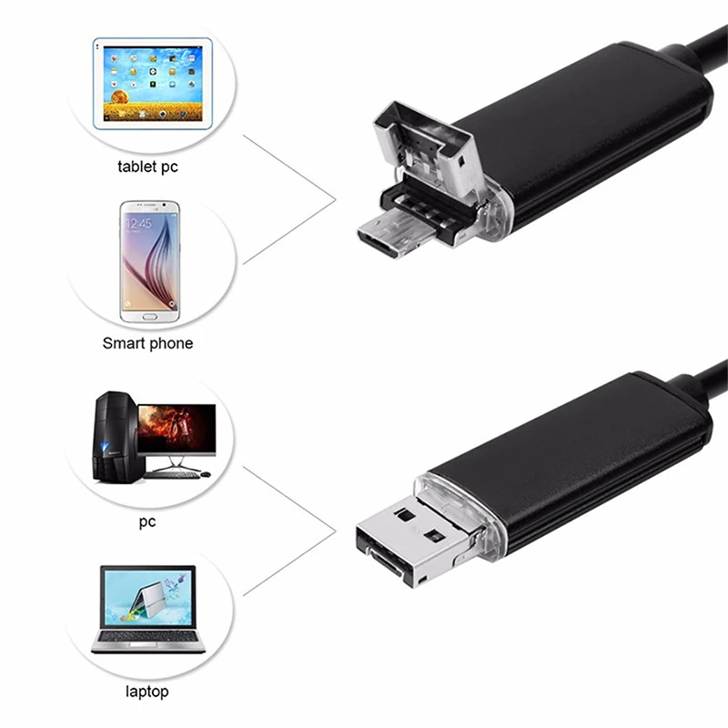 Камера для осмотра 2 в 1 USB Водонепроницаемая Компьютерная видеокамера в реальном времени для мобильных телефонов Водонепроницаемая камера для осмотра