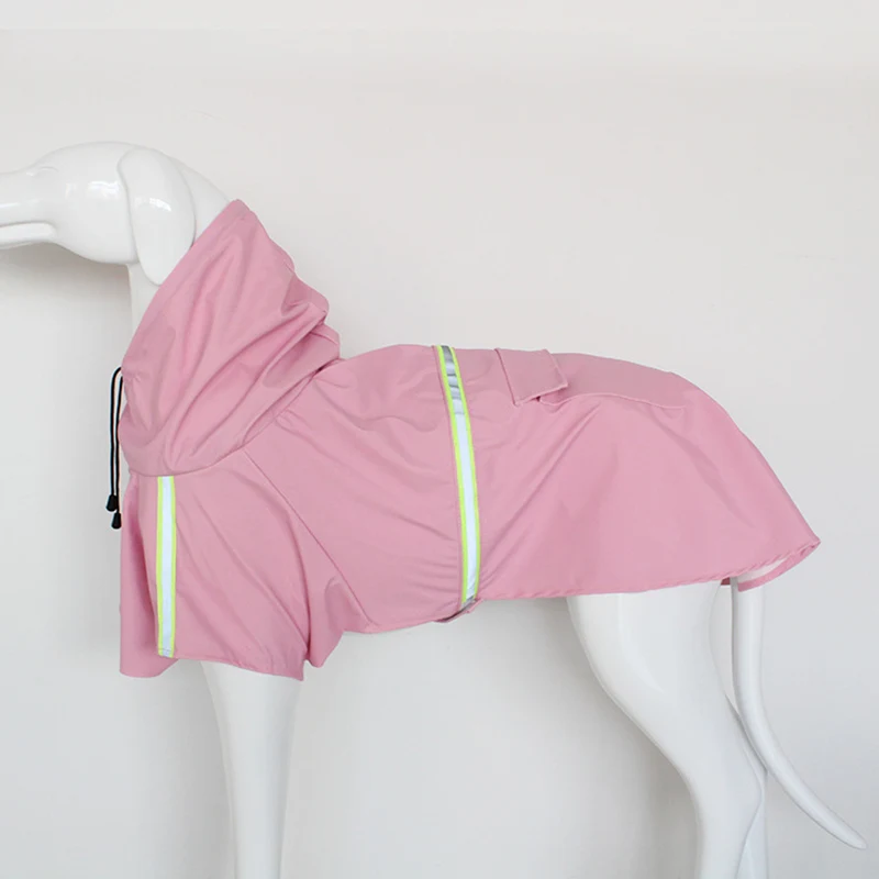 Плащ для собак из водонепроницаемой искусственной кожи одежда для больших собак открытый жилет пальто дождевик светоотражающий большой плащ для домашних животных D1709 - Цвет: Розовый