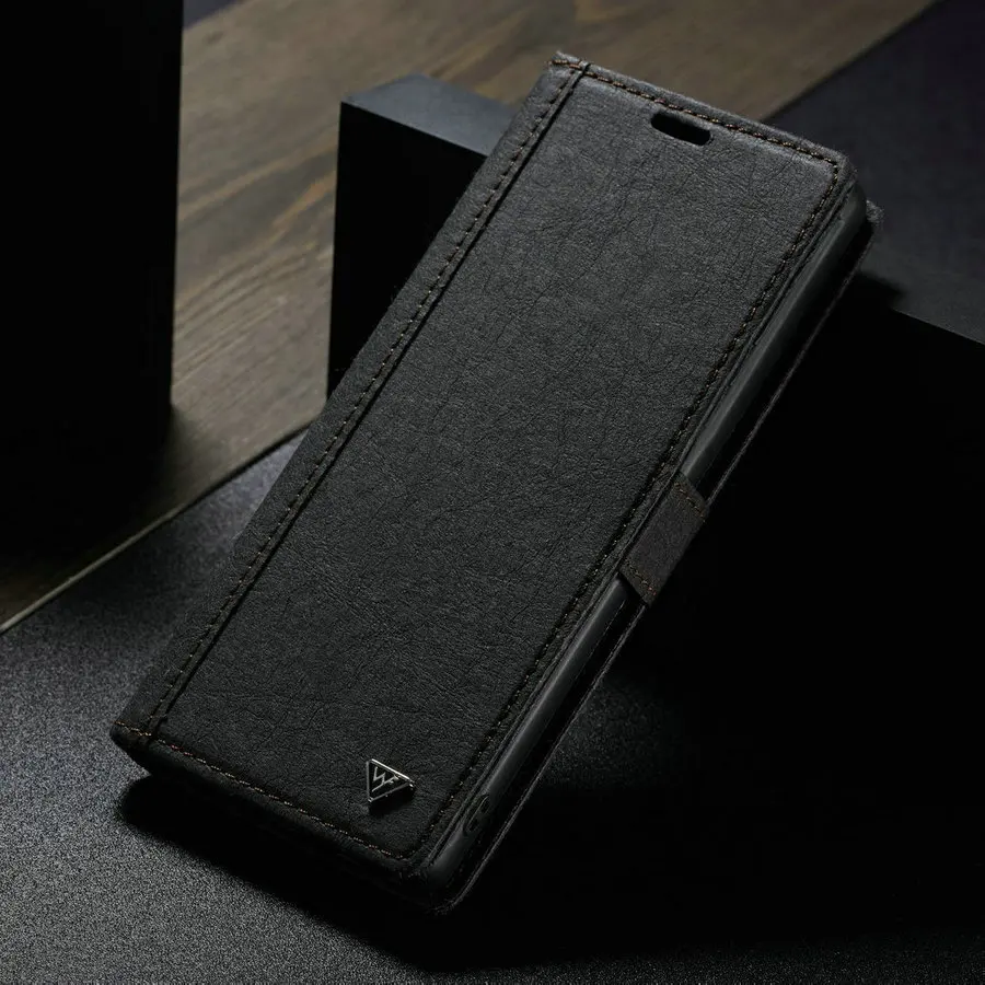 Чехол CaseMe для samsung Galaxy Note 10 2 в 1 из крафт-бумаги, кожаный Отделяемый чехол для задней панели, съемный кожаный кошелек Note 10 - Цвет: Black
