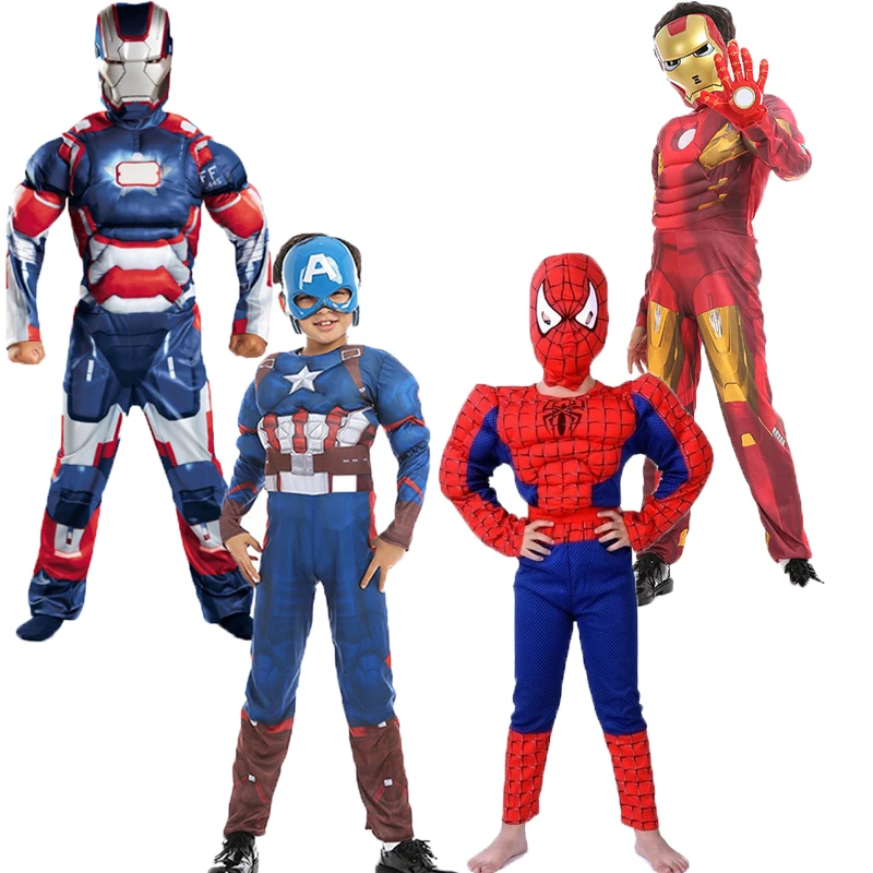 anime halloween costumes Iron Man Captain America Spiderman Muscle Children Children Halloween Costume Fantasia Superhero Cosplay Costume with Mask anime maid outfit