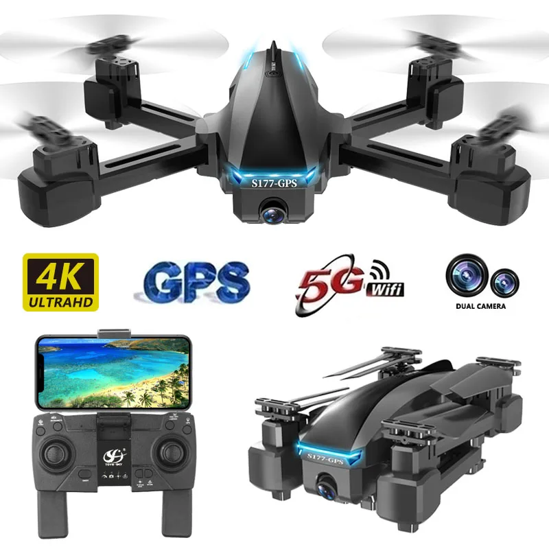 Новый профессиональный Дрон GPS 5G Wi Fi с 4K широкоугольной двойной камерой FPV 20 минут