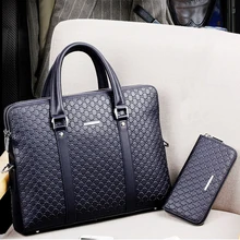 Мужской портфель, сумка для ноутбука 14 дюймов, деловая сумка, 2 шт. в комплекте, сумки высокого качества, кожаная офисная сумка на плечо, сумка-тоут, мужская дорожная сумка