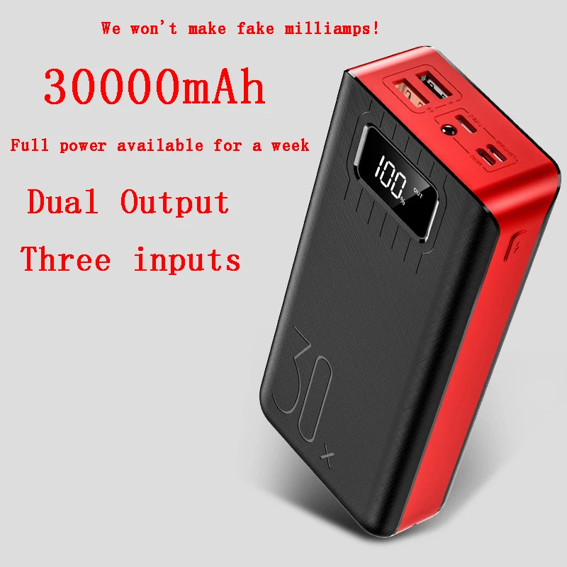 Xiaomi power Bank 30000mAh TypeC Micro USB QC Быстрая Зарядка Внешний аккумулятор светодиодный дисплей портативное Внешнее зарядное устройство для телефона