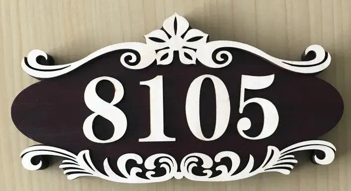 Modern House Sign Numbers Outdoor Wood Door Signs Digit Address Number Plaque Chinese Retro Hotel Villa Apartment Customization - Цвет: C