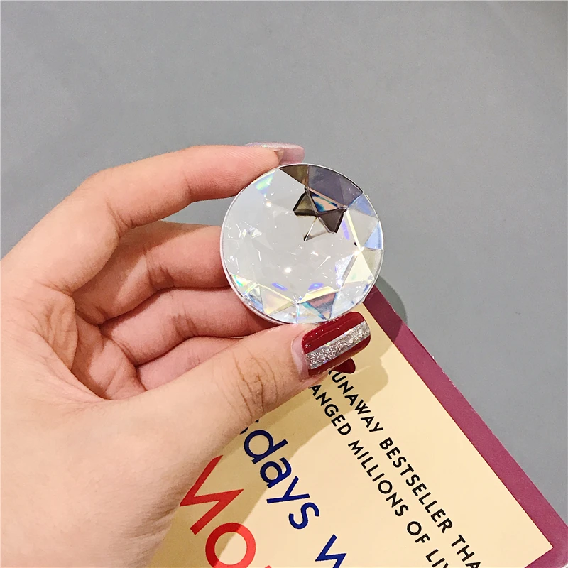 Серебристый Разъем Bling Diamond кольцо-держатель для пальца кронштейн универсальный ручной держатель для телефона для IPhone huawei Air Bag сотовый кронштейн Стенд - Цвет: Серебристый