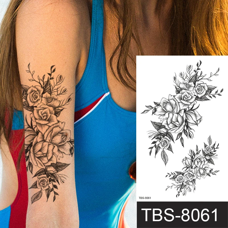 Women Girl Big Arm Owl Fake Tattoo Temporary Mandala Flower Henna India Tatoo Stickers Custom Black Turtle Tattoos Girls Women Temporary Tattoos Aliexpress