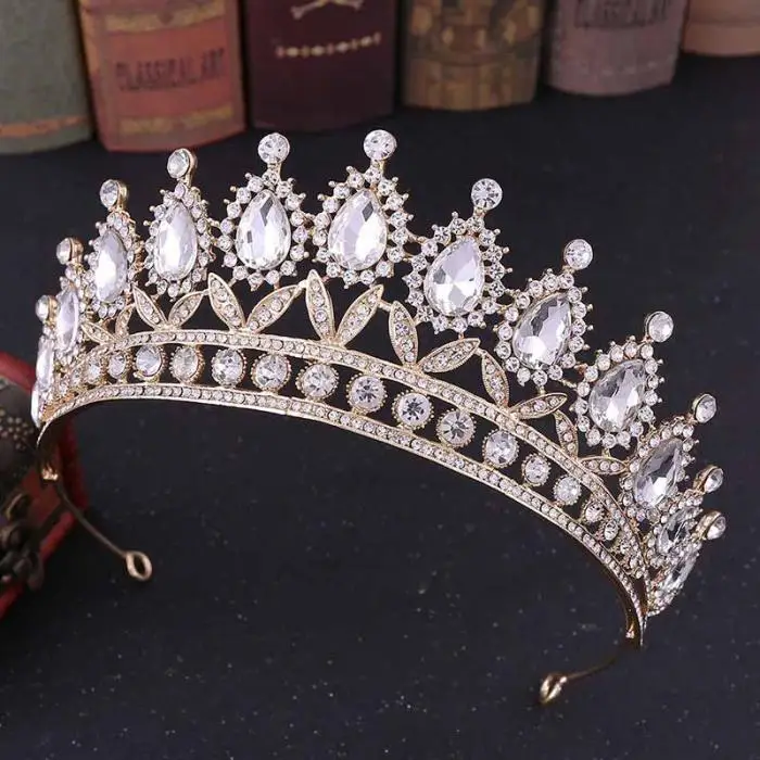 FORSEVEN Vintage Handmade Rhinestone Crown Luxury Headbands Bridal Weeding Tiara Women Party Jewelry Accessories JL