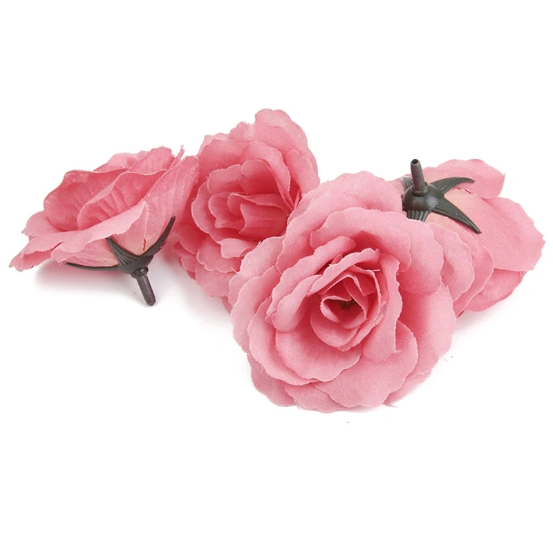 20pcs Artificial Rose Flower Head Corolla DIY Wedding Decoration Diameter of 65mm- Pink