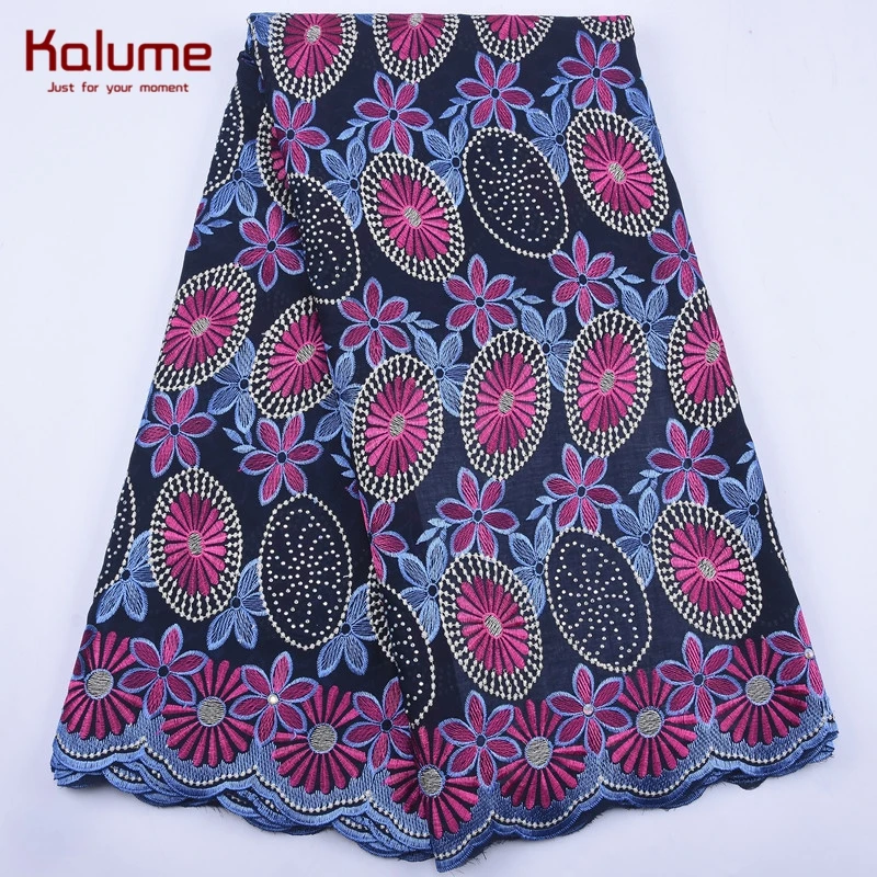 Kalume African Swiss Cotton Lace Fabric Cheap Nigerian Voile With Stones 5 Yard For People Dress F1926 | Дом и сад