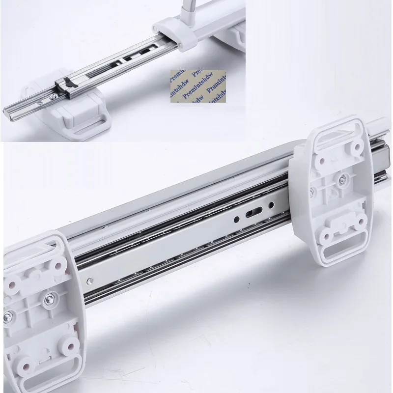 Silver Matte Black Aluminum Top Mounted Pull Out Hanging Rod Coat Jacket Cloth Closet Wardrobe