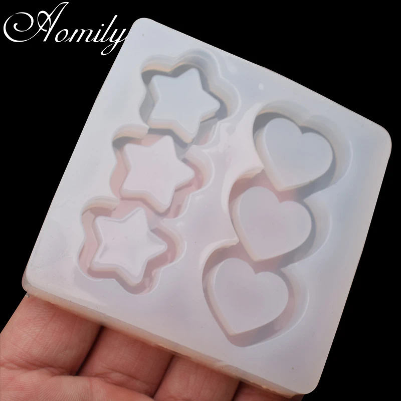 Amoliy Star Love Heart Crystal Mirror Silicone Mold Quicksand Epoxy Cake Decorating Tool Baking Accessories Fondant Molds | Дом и сад