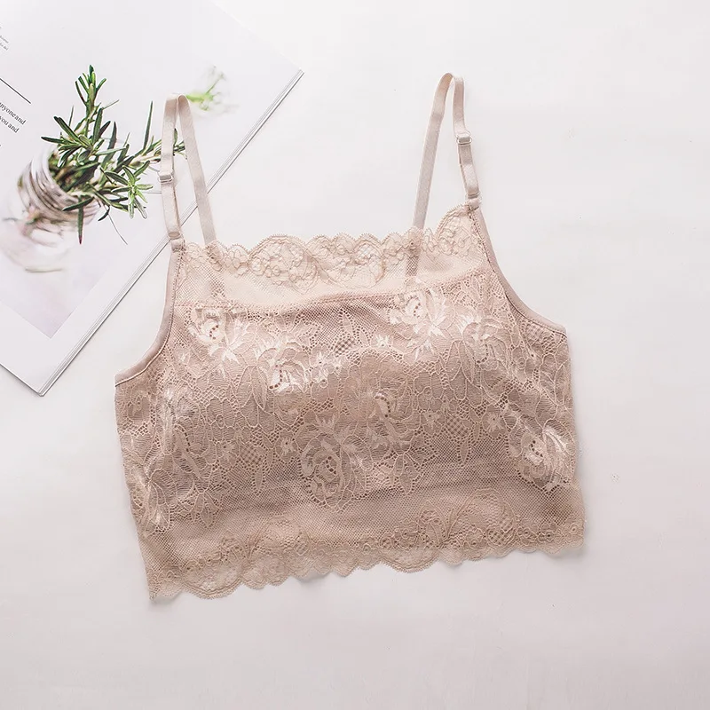 Women Camisoles Mulberry Silk Bralette Lace Bandeau Bra Camis Crop Top Tank  Tops - Helia Beer Co