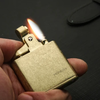 

Free Fire Grinding Wheel Cigar Lighter Copper Kerosene Oil Flint Lighter Torch Gasoline Retro Ignition Lighter Gadgets For Men