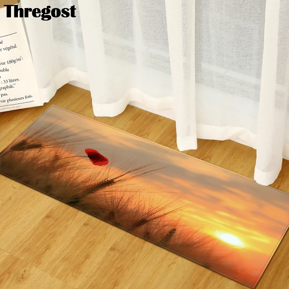 Thregost 3D живописный принт, длинные Коврики для пола, внутренний фланелевый Придверный коврик, молитвенный коврик, микрофибра, коврики для кухни, нескользящий ковер, моющийся
