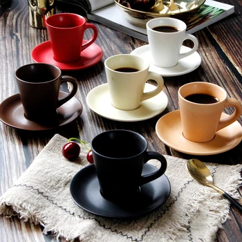 

Portable Ceramic Espresso Coffee Cup Saucer Set Pottery Plate Cafe Mini Cup Tea Coffee House Mug Taza Cafe Handmade Ceramic E5