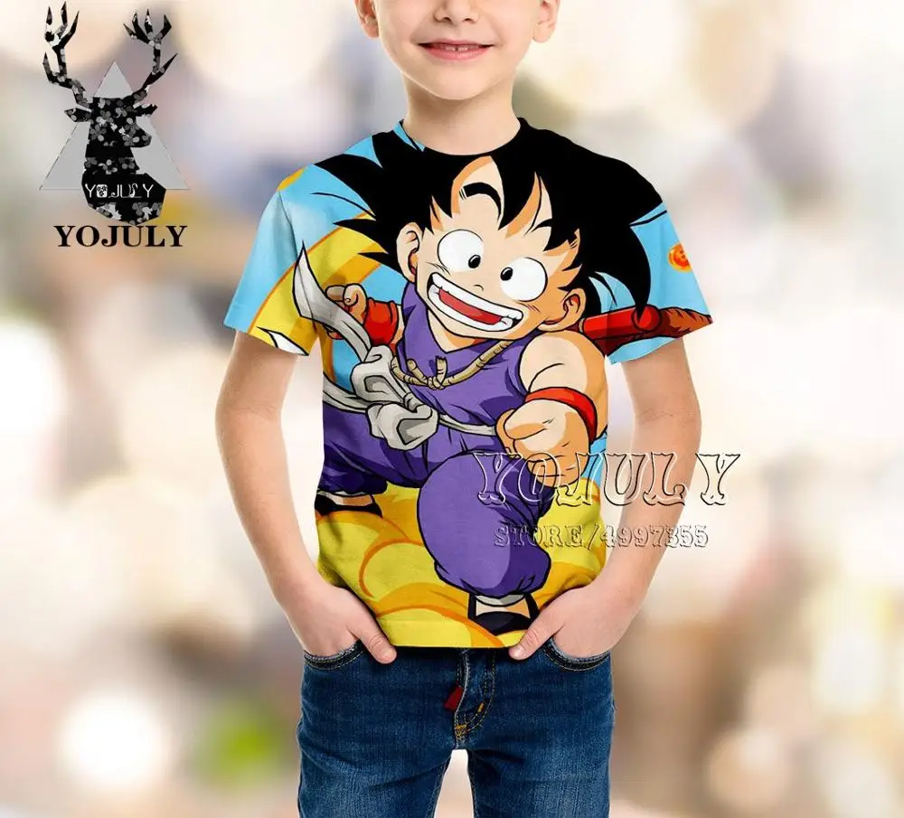 YOJULY Dragon Ball Goku Kiki/аниме Харадзюку, детская одежда с 3D-принтом для маленьких мальчиков и девочек, детская футболка Лидер продаж, модная A414