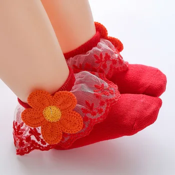 

Princess Party Kids Baby Socks Lace Floral Chiffon Summer Autumn Cotton Socks Solid Toddler Infant Short Socks For Children