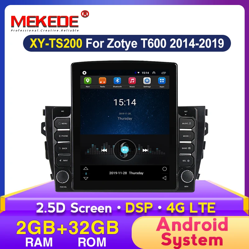 Автомобильный мультимедийный плеер MEKEDE в стиле Tesla с GPS для Zotye T600 2014 2015 2016-2019