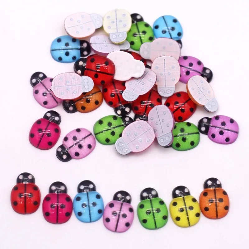 Resin Ornaments 30/100pcs Mix Ladybug 9*13mm DIY