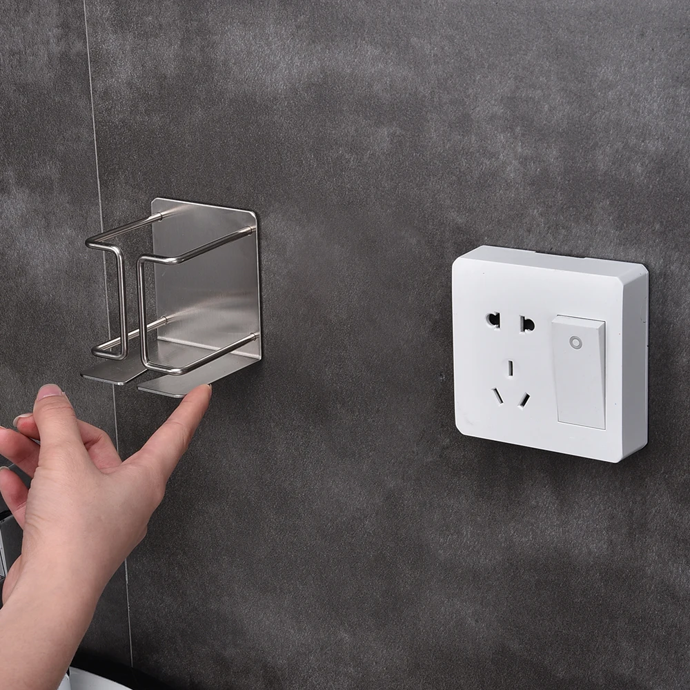 Thoothbrush Holder 2 in 1 Thoothpaste Holder and Razor Holder Drill Free Wall Mount with Glue 304 Stainless Steel Bathroom