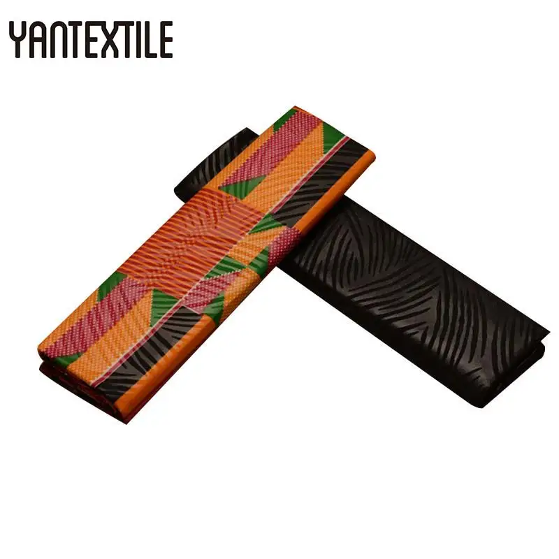 YANTEXTILE Анкара ткань Африканский настоящий воск принт тиснение Гана Kente Ткань 2+ 2 ярдов Tissu простое окрашивание африканская ткань Анкара