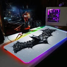 Rgb mause almofada batmans logotipo mouse tapete gamer acessórios do jogo completo teclado computador mesa esteiras led retroiluminado mousepad com fio
