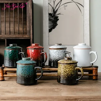

JIA-GUI LUO Ceramic 450ML Teacup with Filter Creative Personality Mug Ceramic Mug Coffee Cup Office Cup I081