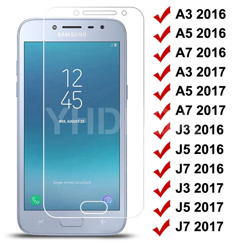 9H Tempered Glass on For Samsung Galaxy S7 A3 A5 A7 J3 J5 J7 2016 2017 J2 J4 J7 Core J5 Prime Screen