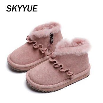 

Kids Princess Snow Boots Baby Girls Bow Ankle Boots Children Fur Warm Shoes Soft Brand Black Boots Sweet Slip On Boots Winter