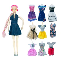 Vêtements d'été pour Barbie Mini robes 5 pièces/ensemble, avec accessoires pour poupée fille de 11.5 pouces, jouet d'entraînement cérébral pour enfant