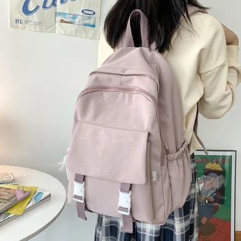 

Fashion Canvas Women School Bag Shoulder Bag Daisy Flower Embroidery Backpack for Teenage Girl Student Travel Mochila Bagpack