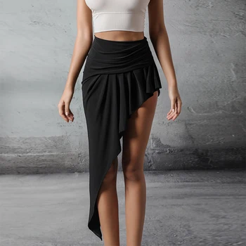 

New Latin Dance Skirt Sexy Black Latin Dance Practice Clothes Female Summer Irregular Cut Skirt Samba Latin Dance Wear SL3116