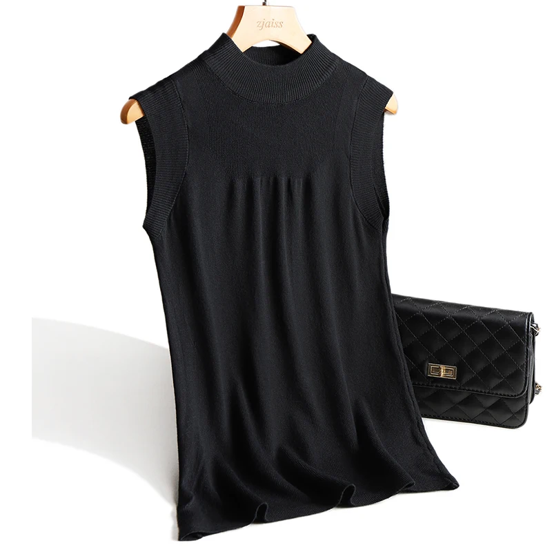 

AOSSVIAO Summer Knit Top 2020 New Thin Ice Silk Mesh Ladies Tank Top Elasticity Sleeveless Women Tops White Black Gray Pink