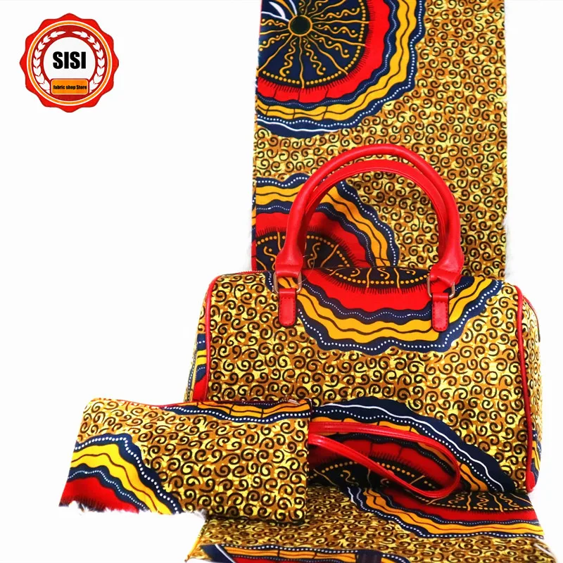 SISI африканская парафинированная ткань хлопок восковые принты ткань с двумя восковыми ручками африканская восковая Сумочка матч 3 шт./компл