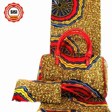 SISI африканская парафинированная ткань хлопок восковые принты ткань с двумя восковыми ручками африканская восковая Сумочка матч 3 шт./компл