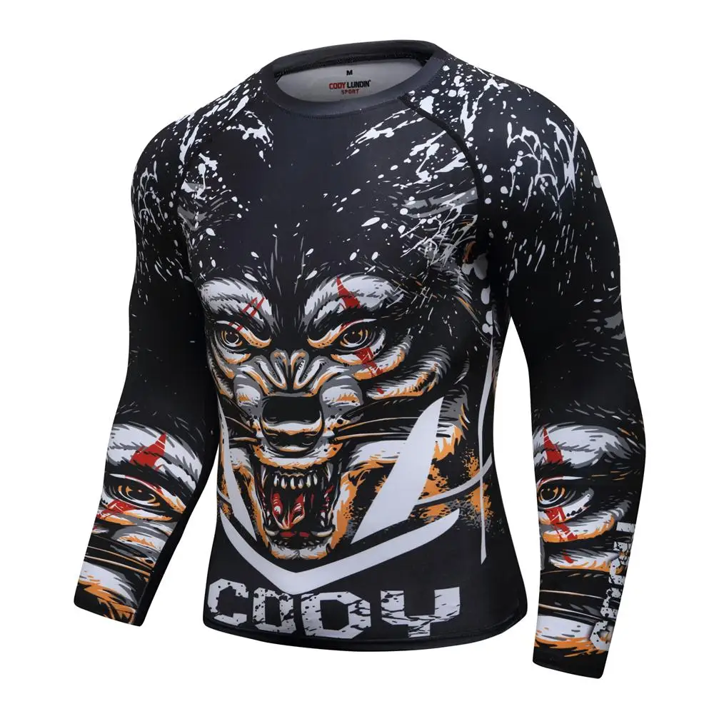 Men Boxing t-shirt Quick Dry Running Tees Muay Thai Tight Slim Sport Tops MMA Fighting Training Fitness Gym T-Shirts
