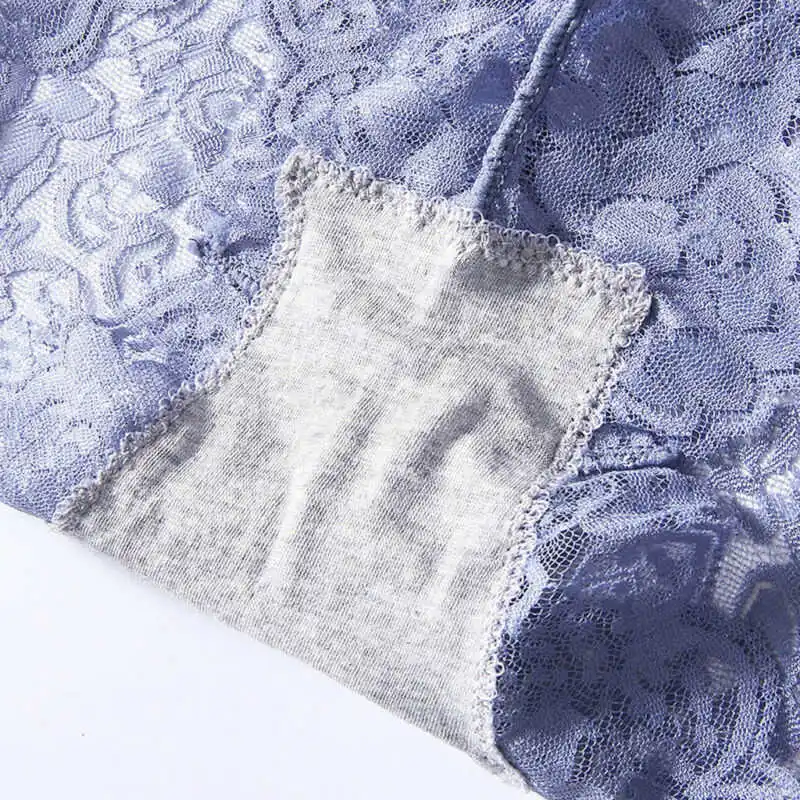 Gray Blue Нижнее белье, стринги, трусики-стринги, кружевные трусы с высокой талией, женское нижнее белье, трусики - Цвет: Gray Blue