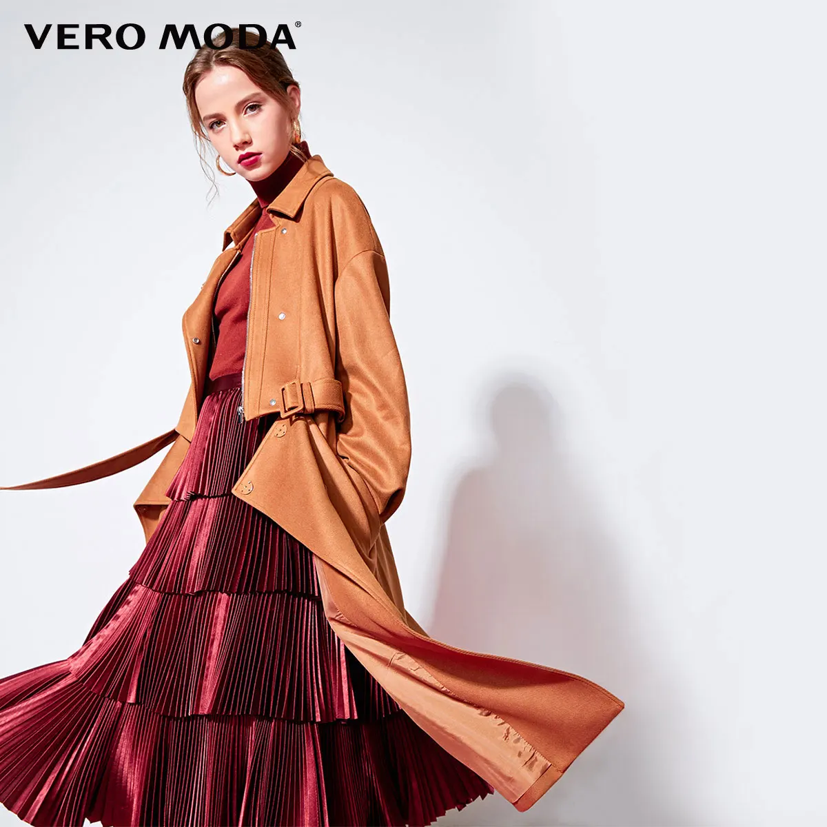 Vero Moda женский OL лацкан на шнуровке потайные пуговицы Тренч | 319109502 - Цвет: Chipmonk brown