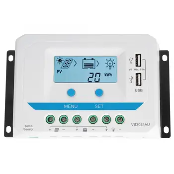 

regulador de carga solar 10A/20A/30A Solar Charge Controller 12V/24V Auto PWM Regulator LCD Display with Dual USB Port