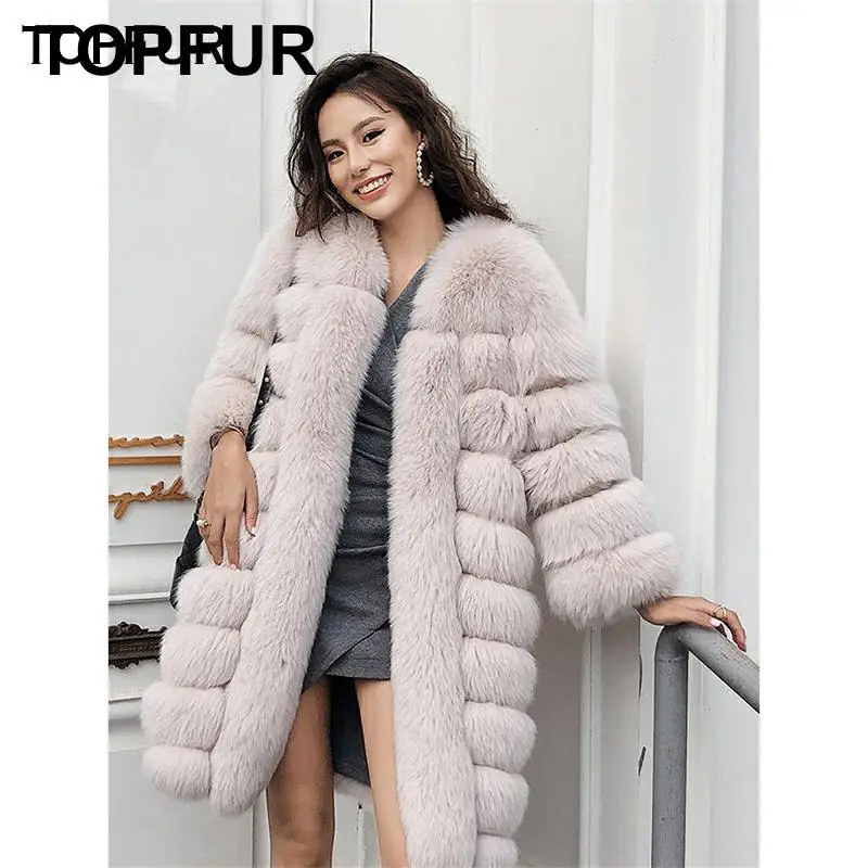 Женская Шуба из натурального меха TOPFUR Толстая Лисьего зима 2020|Шубы и дубленки| |