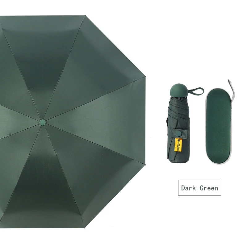 Dark Green Simanfei мини-зонтик дождь для женщин дети капсула маленький карманный зонтик для мужчин Дети Мальчики Девочки зонтик солнце УФ белый прозрачный зонтик - Цвет: Dark Green
