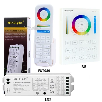 

B8 Wall-mounted Touch Panel;FUT089 8 Zone remote RF dimmer;LS2 5IN 1smart led controller for RGB+CCT led strip MiLight