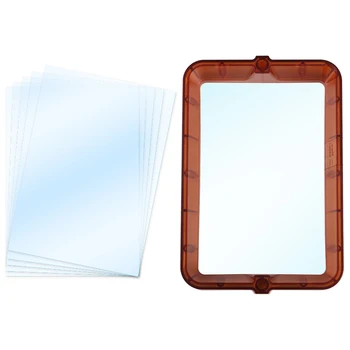 

3D Printer Accessories 147.5x96mm Plastic Tank Photosensitive Resin Release Groove Orange + FEP Film x 5Pcs Kit